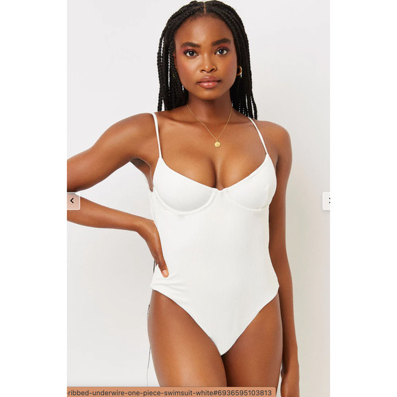 Frankie's Bikinis Other - Frankie's Bikinis Marie Ribbed Underwire One Piece Swimsuit - White - XS - NWOT
